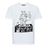 FORTNITE | Juguetes y jugadores | DJ Alpaca | Blanco | Manga corta | Unisex Niños | Crew | Camiseta de algodón para juegos Tallas 10-16 años, blanco, 13-14 años
