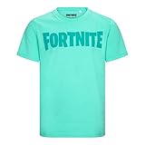 Fortnite Camiseta de algodón de manga corta unisex con logotipo de juegos, tallas de 10 a 16 años, azul cian, 12 años